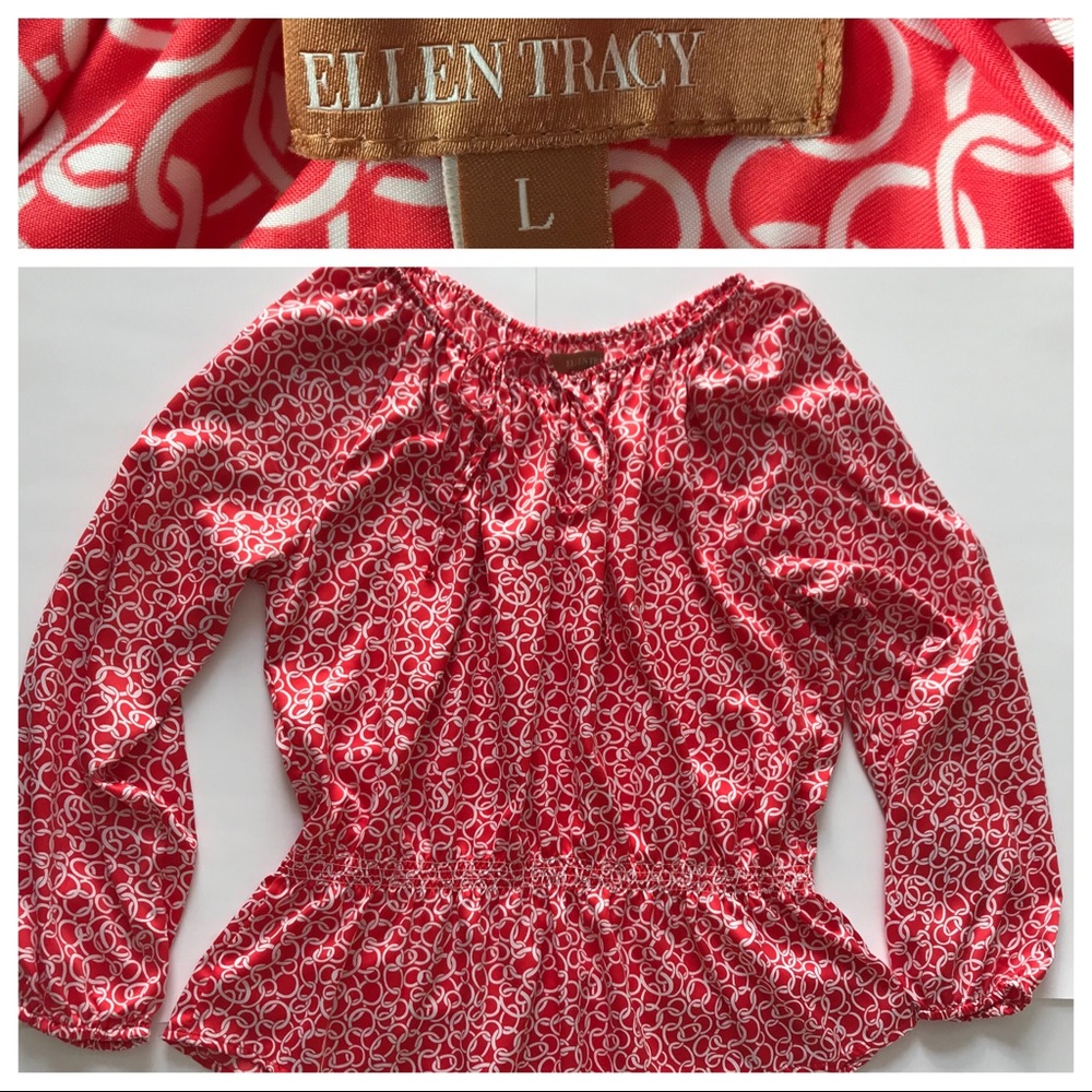 Lg Off the Shoulder, Red/White Chain Pattern